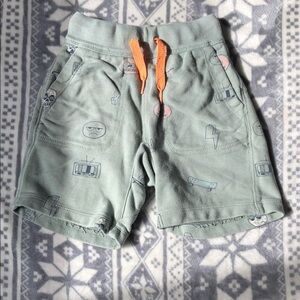 H&M Mint Green Boys' Printed Knit Shorts with Navy Motifs
